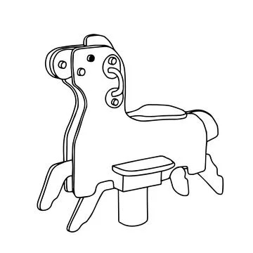 Beautiful black hand-drawn vector illustration of a wooden horse swing isolated Stock Illustration