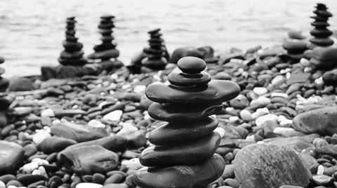 Beautiful black stone beach of lipe island, thailand (pan shot) Stock Footage 36962998