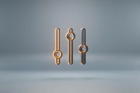 Beautiful black Three Equalizer Bars with yellow light  symbol icons on a blu Stock Illustration