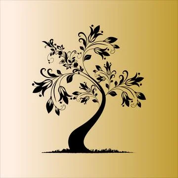 Beautiful black tree vector design Stock Illustration