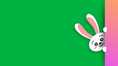 Beautiful blinking eye bunny animation on green screen Stock Footage 266787707
