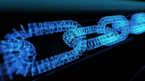 Beautiful Blockchain Creation Process Illustration Blue Color. Block Chain Stock Footage 162430335
