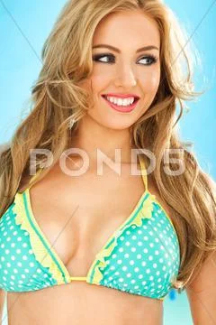 Beautiful blond in a bikini top Stock Photos