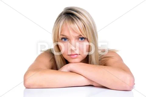 Beautiful blond with blue eyes Stock Photos
