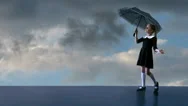 Beautiful Blond Girl In A School Uniform In The Rain. Cinemagraph Stock Footage
