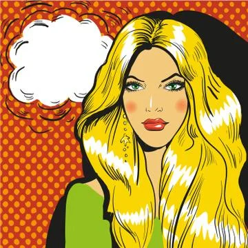 Beautiful blond woman pop art comic vector Stock Illustration