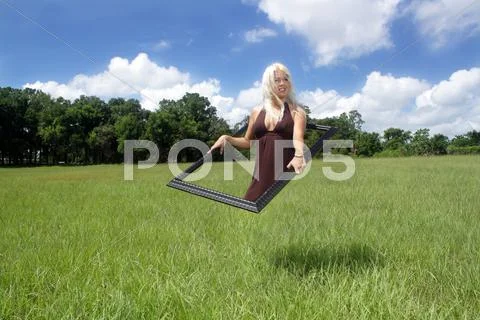Beautiful blonde in two dimensions (2) Stock Photos