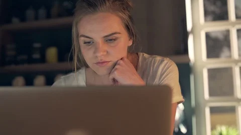 Beautiful blonde using laptop Stock Footage 74525827