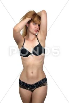 Beautiful blonde wearing underwear (1) Stock Photos
