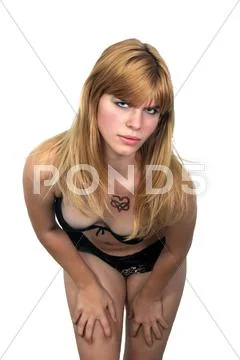 Beautiful blonde wearing underwear (2) Stock Photos
