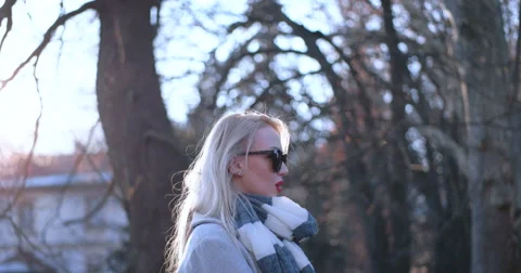 Beautiful blonde woman smiling to the camera Stock Footage 59579735