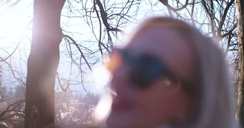 Beautiful blonde woman smiling to the camera Video stock 59583383