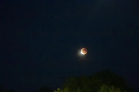 Beautiful blood moon eclipse over Germany in Bremerhaven on September 7, 2025 Stock Photos