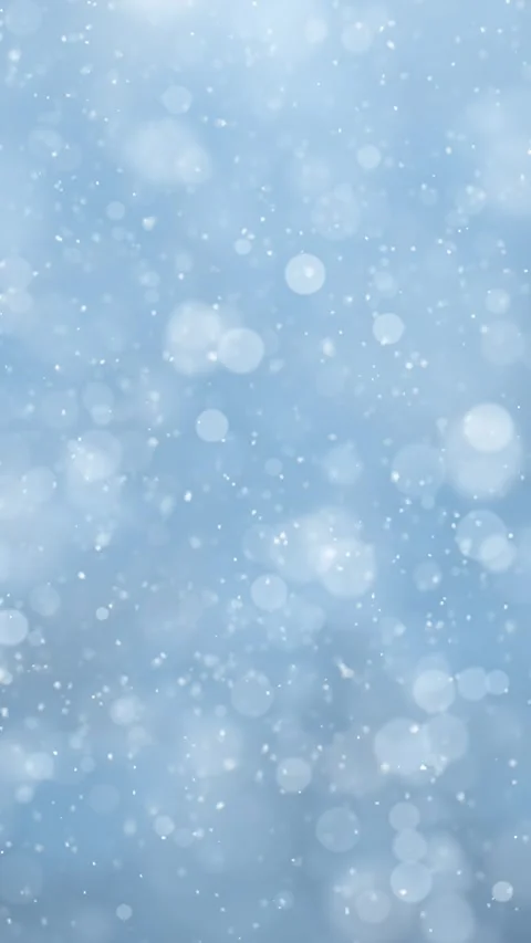 Beautiful blue blurred circle background with loop snowfall snowflakes verti Stock Footage 345526557
