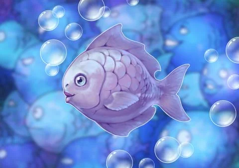 Beautiful blue carp fish Stock Illustration