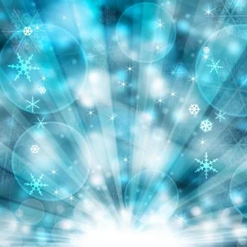 Beautiful  blue Christmas background with rays Stock Illustration