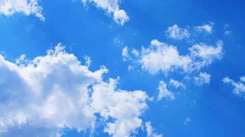Beautiful blue Clear Sky White Fluffy Clouds Time Lapse, Timelapse Nature Видео 328095643