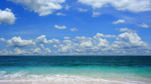 Beautiful blue cloudy sky over the tropical beach Video stock 56175473