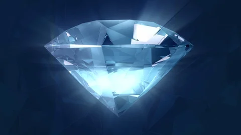  beautiful blue diamond with outgoing rays of light rotates 360 degrees Stock Footage 121623802