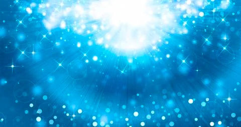 Beautiful blue festive background with rays and stars Stock Illustration