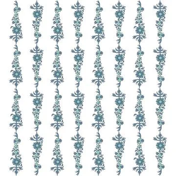 A beautiful blue floral border pattern on a crisp white background Stock Illustration