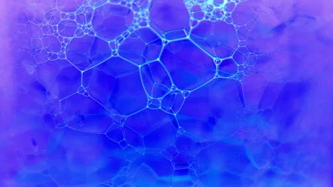 Beautiful blue pattern made of moving bubbles Stock Footage