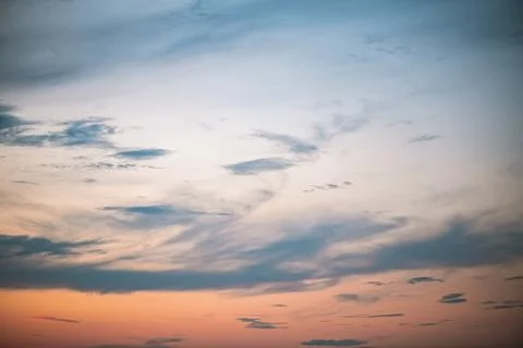 Beautiful blue pink sky at sunset. Natural background Stock Photos