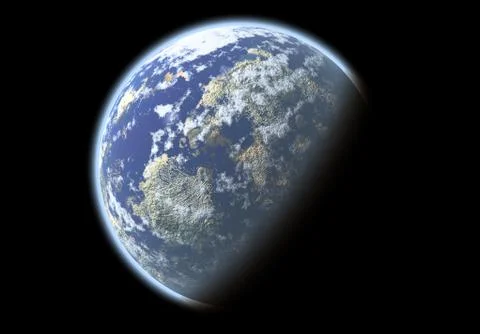 Beautiful blue planet in the space Illustrazione stock