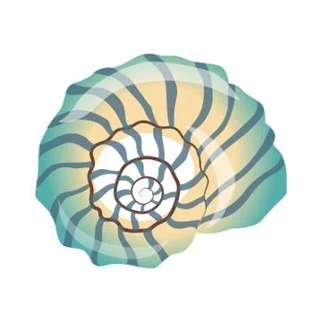 Beautiful blue seashell, an empty shell of a sea mollusk. Colorful cartoon 스톡 일러스트