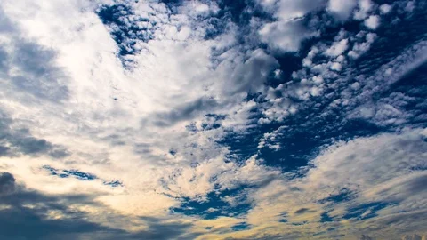 Beautiful blue sky afternoon cloudscape time lapse sunset Stock Footage 86454765