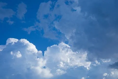Beautiful blue sky background with tiny clouds. Stock Photos