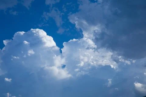 Beautiful blue sky background with tiny clouds. 스톡 사진