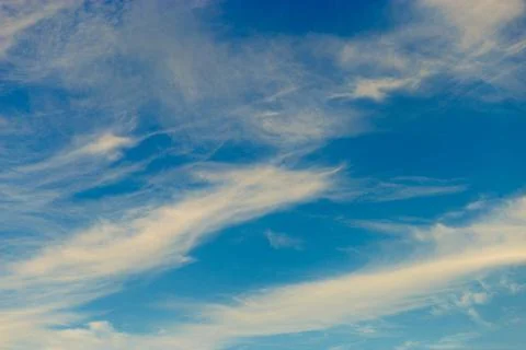 Beautiful blue sky background with tiny clouds Stock-Fotos