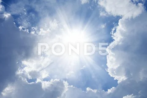 Beautiful blue sky with bright sun Stock Photos