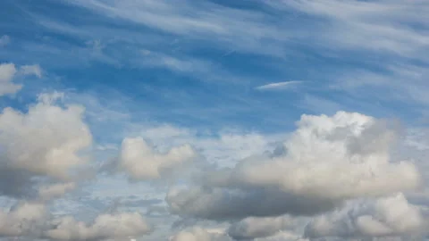 Beautiful blue sky with clouds background. 4K. Loop 스톡 동영상 122491251