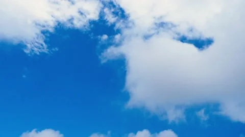 Beautiful blue sky with clouds background. Sky with moving white clouds. Weather Stock Footage 132939616