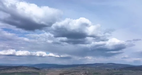 Beautiful blue sky with clouds background. Puffy fluffy white clouds sky time Stock Footage 201490517