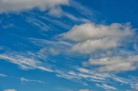 Beautiful Blue Sky. Cloudy. Use as a Background. Bright Sunny Day. Stock Photos
