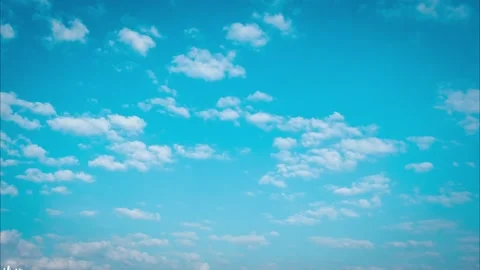 Beautiful blue sky with cumulus clouds background Stock Footage 145828265