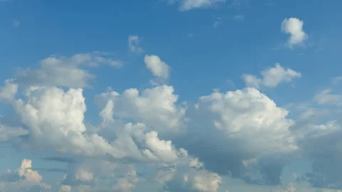 Beautiful blue sky with cumulus clouds time lapse scene Stock Footage 155803860