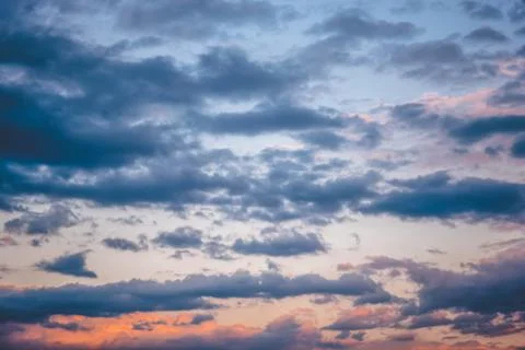 Beautiful Blue Sky with Dramatic Clouds. Nature Spectacles Stock Photos