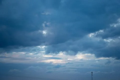 Beautiful Blue Sky with Dramatic Clouds. Nature Spectacles Stock Photos