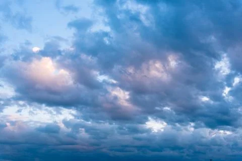 Beautiful Blue Sky with Dramatic Clouds. Nature Spectacles Stock Photos