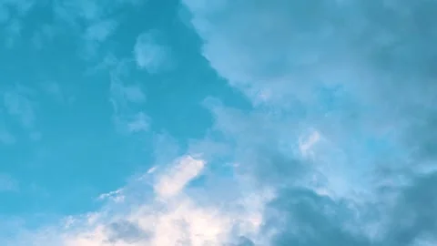 Beautiful Blue Sky with Fluffy White Clouds Background in Daytime, Full HD Stock Footage 337969548