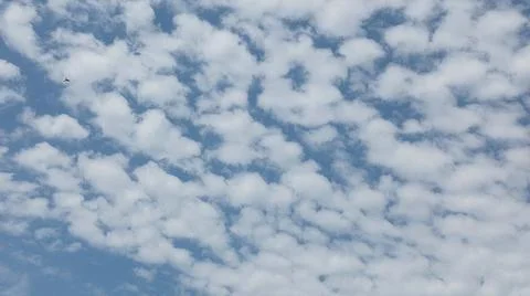 Beautiful blue sky with patterned altocumulus clouds Stock Photos