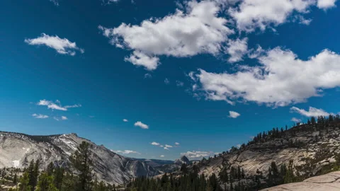 Beautiful Blue Sky Puffy Clouds Olmsted Point Yosemite Timelapse 8k Stock-Footage 196791622