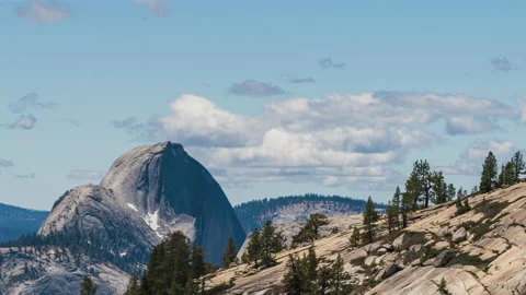 Beautiful Blue Sky Puffy Clouds Olmsted Point Yosemite Timelapse 8k Stock-Footage 196810538