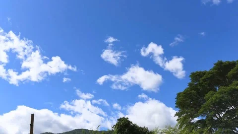 Beautiful Blue Sky Time lapse 1920x1080, Moving Clouds. FULL HD. Stock Footage 111185182