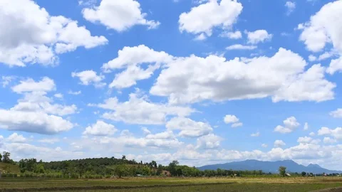 Beautiful Blue Sky Time lapse 1920x1080, Moving Clouds. FULL HD. Stock Footage 111185265