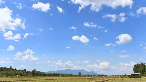 Beautiful Blue Sky Time lapse 1920x1080, Moving Clouds. FULL HD. Stock Footage 111185279